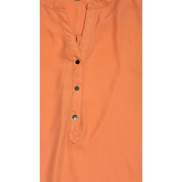 Adrianna Papell orange long sleeve blouse women's large roll tab - Picture 4 of 5